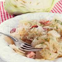 fresh cabbage with bacon
