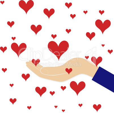 Love red heart in hand to woman like background . Vector illustration .