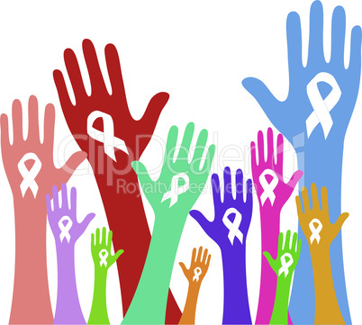 Stop Violence Against Women sign. Hand with white ribbon on white background vector.