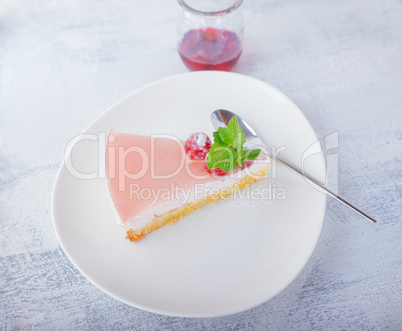 Piece of raspberry yogurt cake