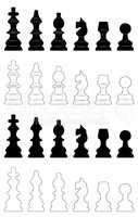 Set of different chess pieces