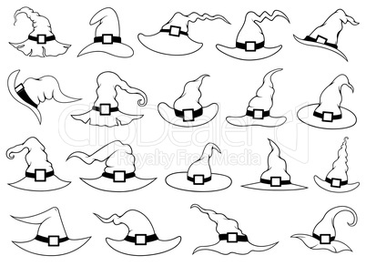 Set of different witch hats