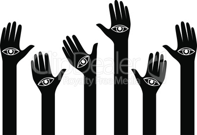 Human hands with eyes on the palms