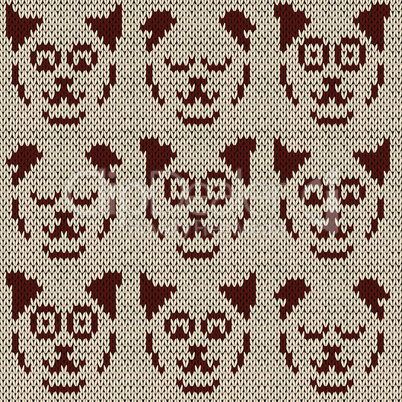 Knitting pattern with set of nine amusing cat faces