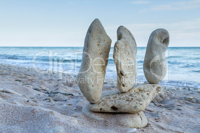 stone piles on the beach