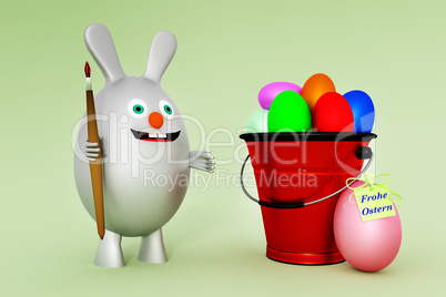 Ostermotiv with Easter eggs and figure, 3D-Illustration