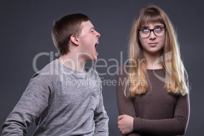 Ignoring woman and screaming man