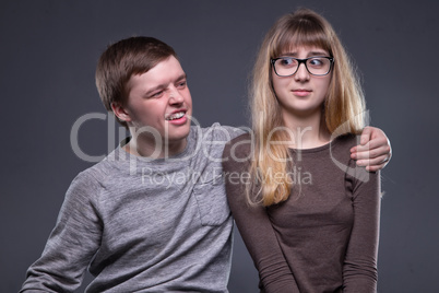 Flirting young man and girl