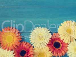 Colorful flower decoration on wood