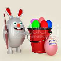 Ostermotiv with Easter eggs and figure, 3D-Illustration