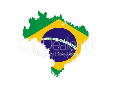 map of Brazil with national flag isolated