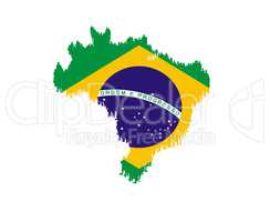 map of Brazil with national flag isolated