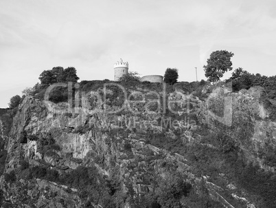 Clifton Observatory in Bristol in black and white