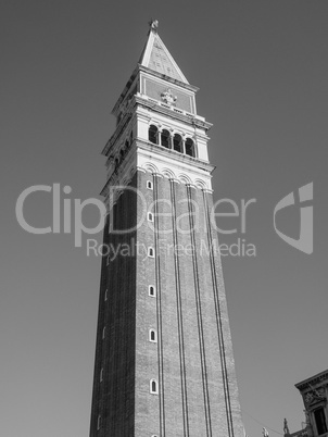 St Mark campanile in Venice in black and white