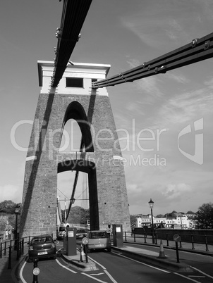 Clifton Suspension Bridge in Bristol in black and white