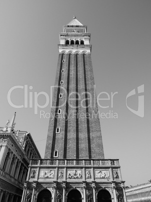 St Mark campanile in Venice in black and white