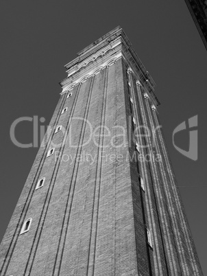 St Mark campanile in Venice in black and white