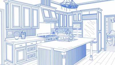 Transition Of Beautiful Custom Kitchen From Drawing to Completion.