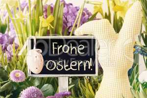Easter Bunny, Spring Flowers, Frohe Ostern Means Happy Easter