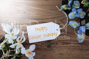 Sunny Flowers, Label, Text Happy Easter Sunday