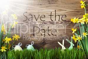 Sunny Easter Decoration, Gras, Text Save The Date