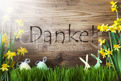 Sunny Easter Decoration, Gras, Danke Means Thank You