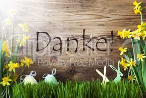 Sunny Easter Decoration, Gras, Danke Means Thank You