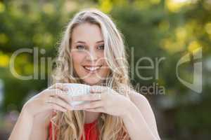 Beautiful woman having coffee