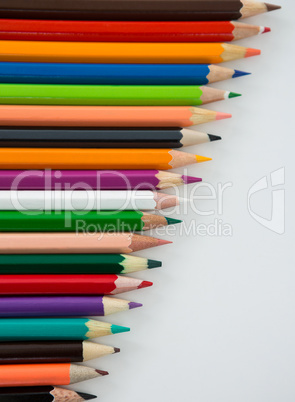 Colored pencils arranged in diagonal line