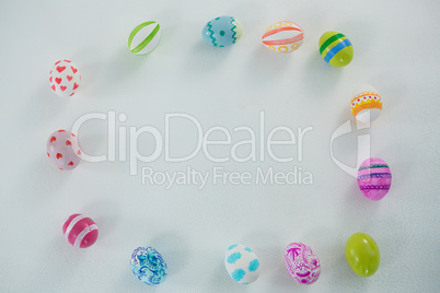 Multicolored Easter eggs on white background