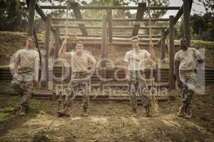 Soldiers standing in boot camp