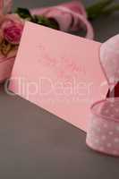 Close-up of happy mothers day card