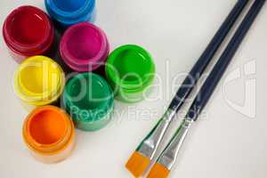 Paint brushes and watercolor paints