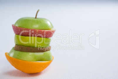 Stack of various fruits slices