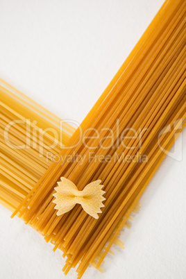Close-up of farfalle and spaghetti pasta