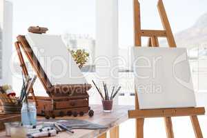 Easel with blank canvas