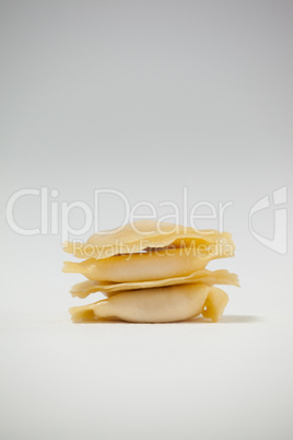 Panzerotti pasta on white background