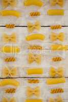 Varieties of pasta arranged