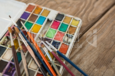 Various paintbrush and palette