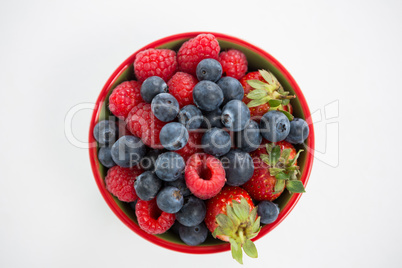 Overhead of various fruits in bowl