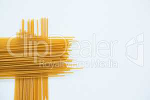 Spaghetti pasta on white background