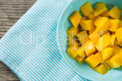 Chopped mango in bowl