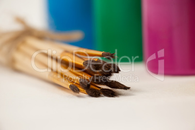 Paint brushes and watercolor paints