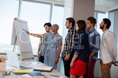 Woman giving presentation to her colleagues