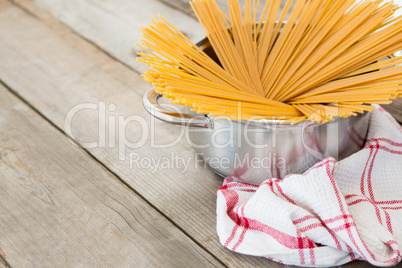 Spaghetti pasta arranged in utensil