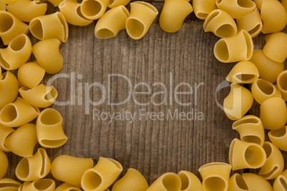 Raw lumache rigate pasta