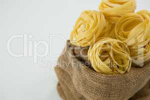 Fettuccine pasta in sack