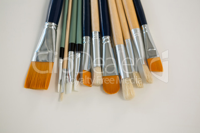 Various paintbrushes arranged in a row