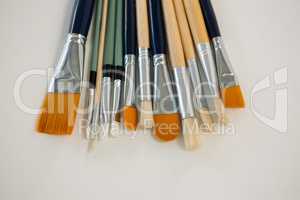 Various paintbrushes arranged in a row