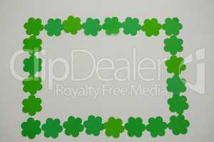 St Patricks Day shamrocks forming rectangle frame